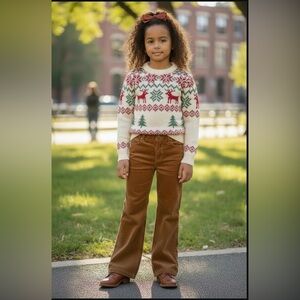 E-Land Kids velvet tan flare leg pants NWT